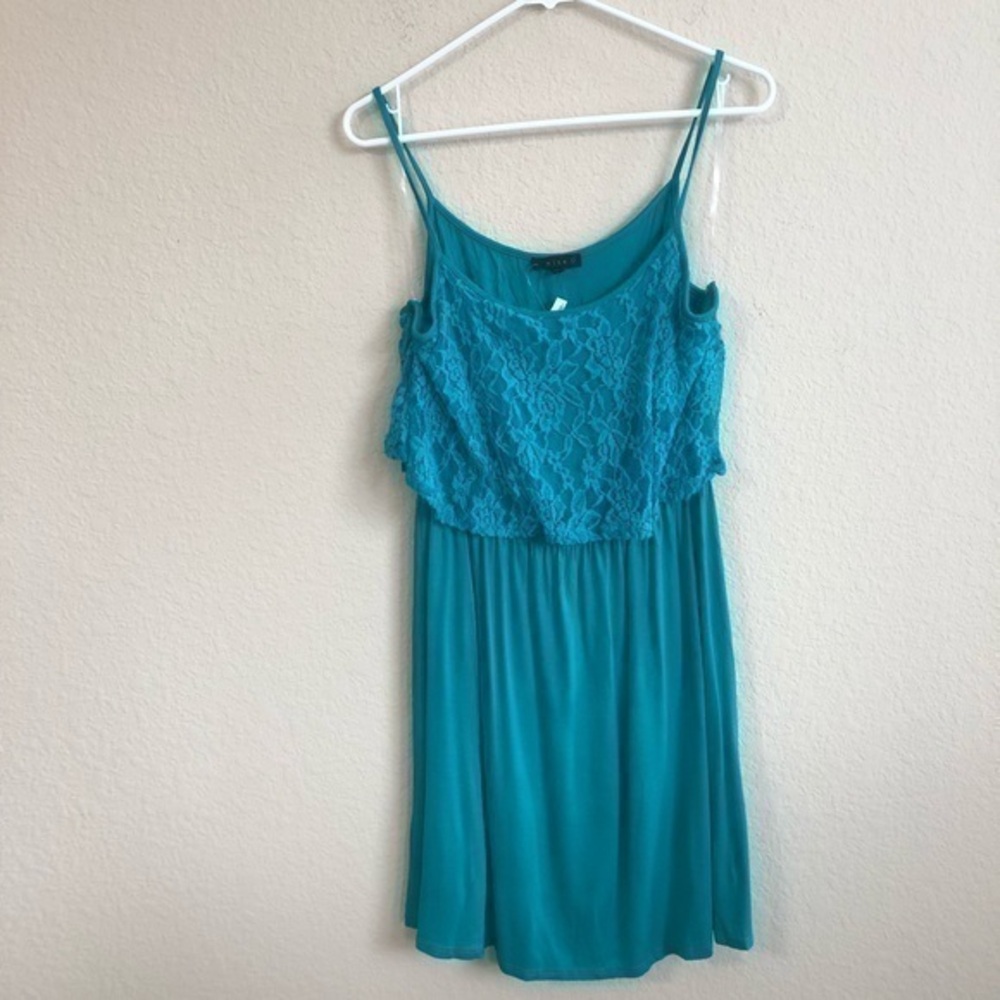 Mine Teal Dress Lace Overlay Boho Trendy NWT